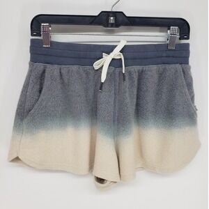 Feat Ombre Blanket Shorts Womens Medium Gray Cream Dip Dye Fleece Loungewear